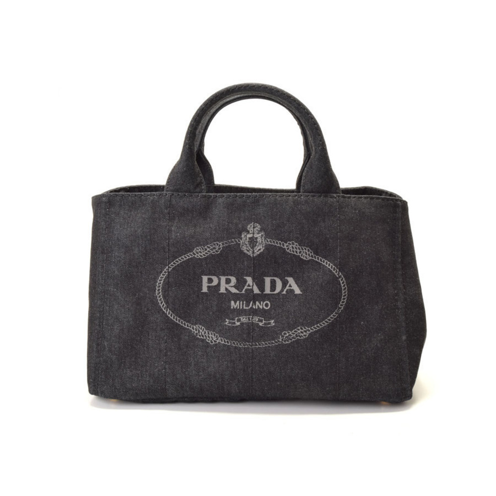 Prada Canapa Tote Bag Black Denim